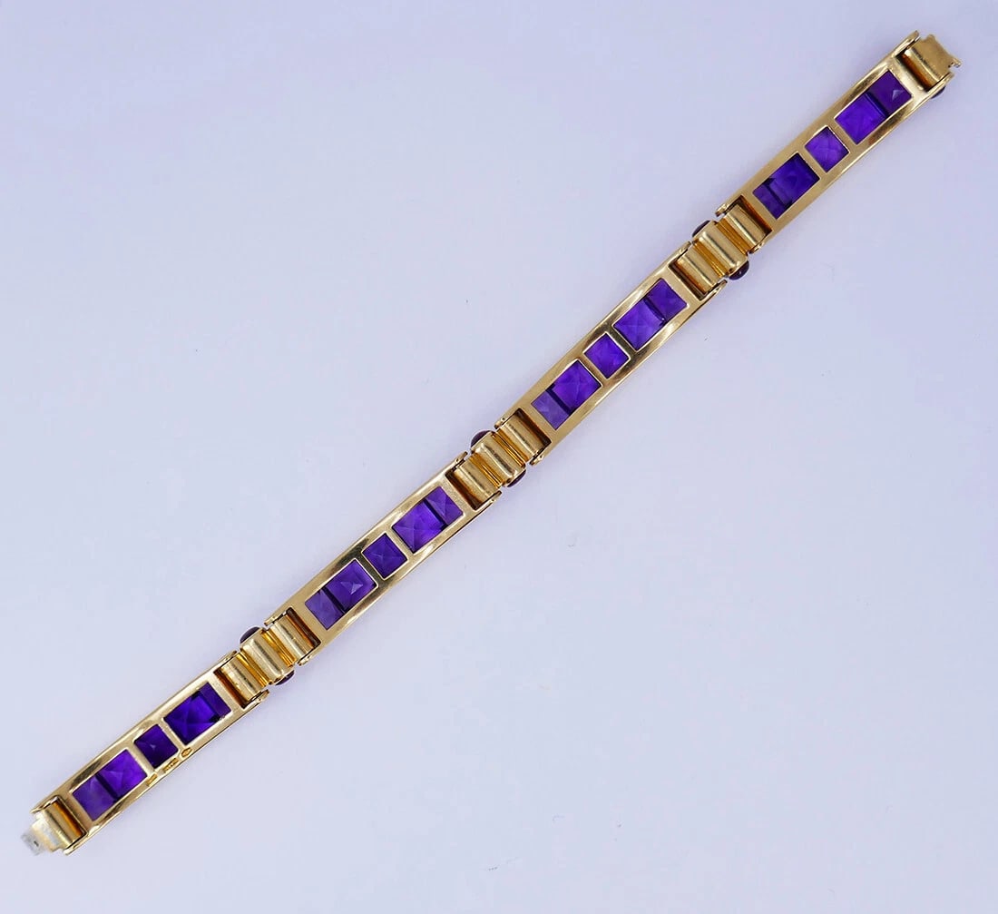 Vintage Bulgari BRACELET 18k Yellow Gold Amethyst Bvlgari Estate Jewelry - 12