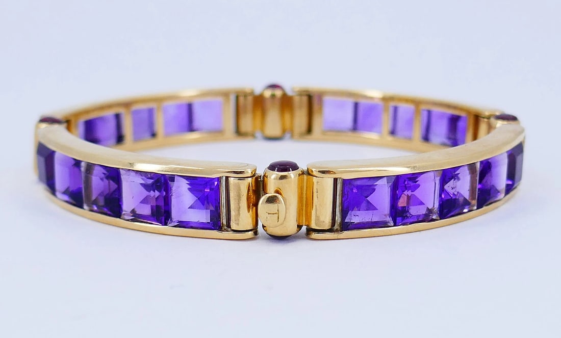Vintage Bulgari BRACELET 18k Yellow Gold Amethyst Bvlgari Estate Jewelry - 5
