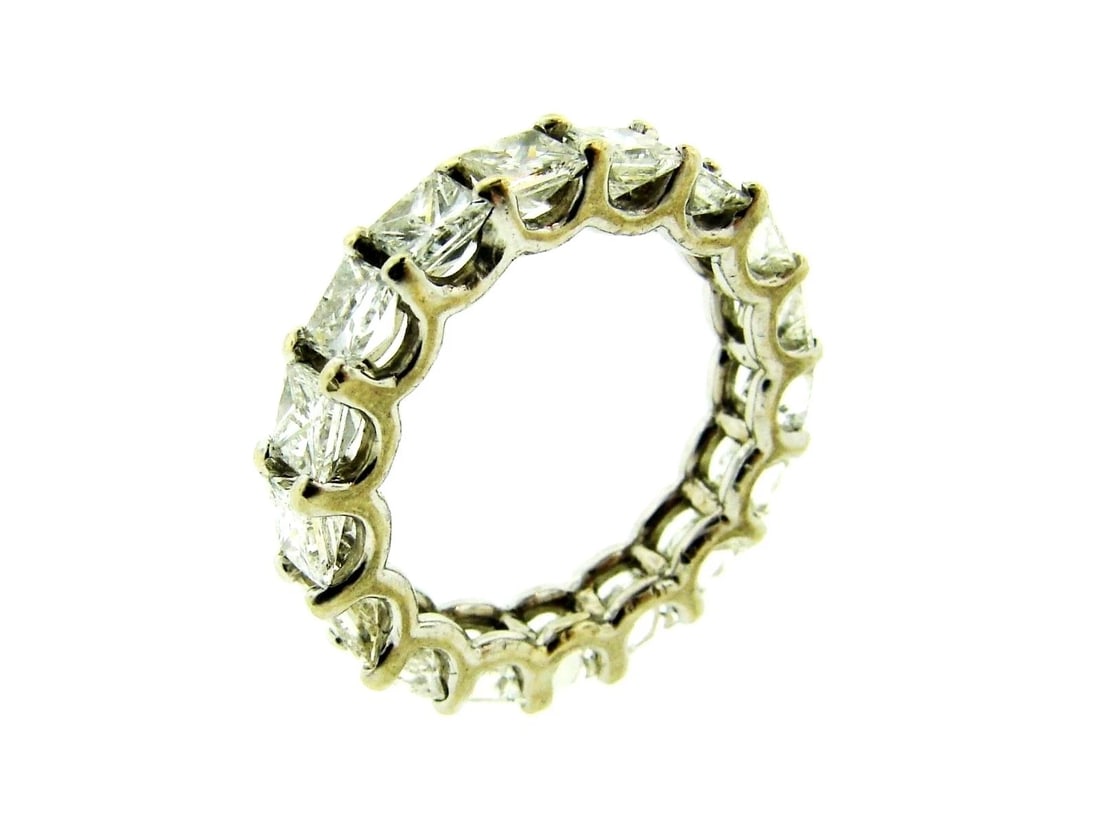 ETERNITY BAND 14K WHITE GOLD 3.20CTS PRINCESS CUT DIAMOND RING (1 of 8)