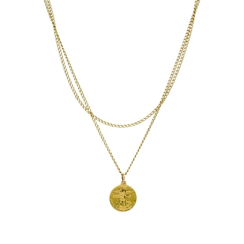 Vintage 14K Gold Saint Michael Pendant Necklace (1 of 9)