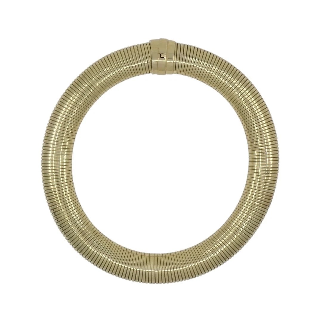 Vintage 14k Yellow Gold Tubogas Choker Necklace: Title: Vintage 14k Yellow Gold Tubogas Choker Necklace Description: Nadine Krakov Collection Fine Jewelry, Arts & Antiques 9454 Wilshire Blvd. Ste M20 Beverly Hills, CA 90212 KL ITOO This vintage