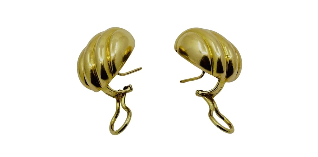 Cartier Earrings 18k Gold Shell Design - 7