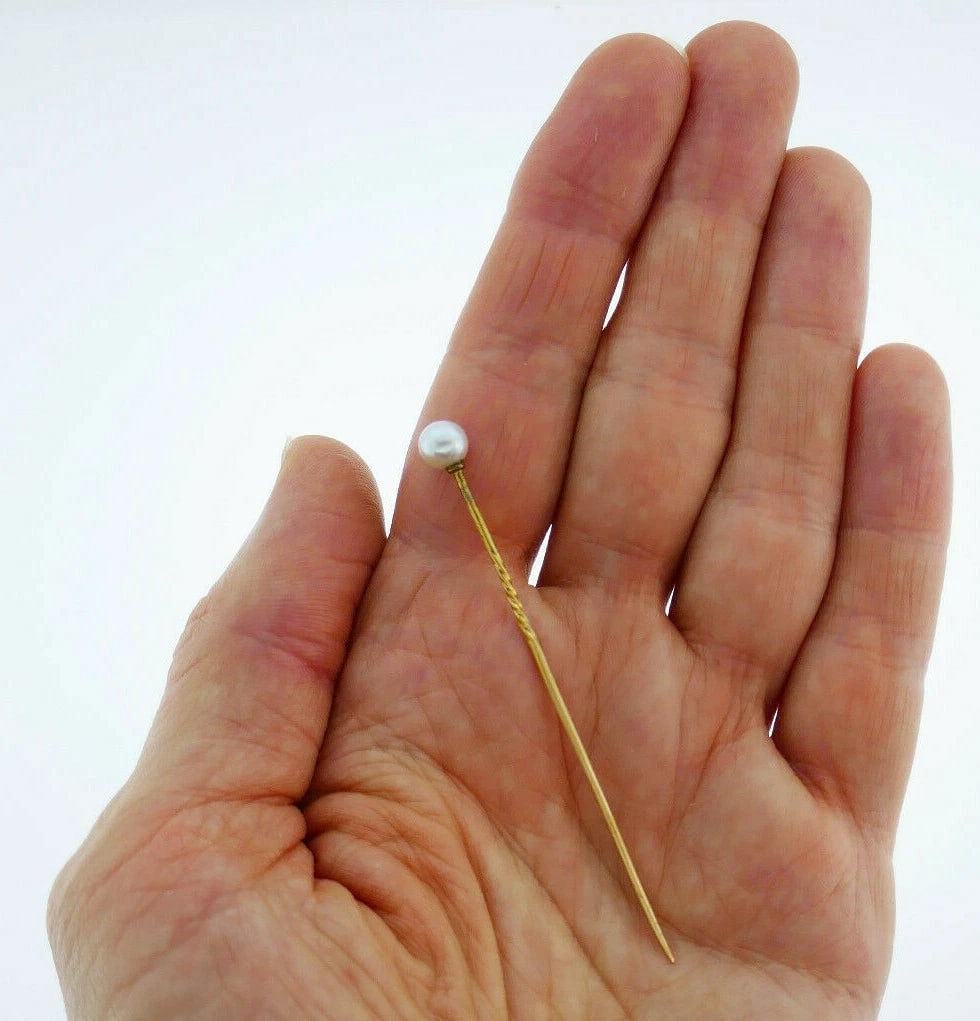 Victorian 10k Yellow Gold Pearl Pin - 5