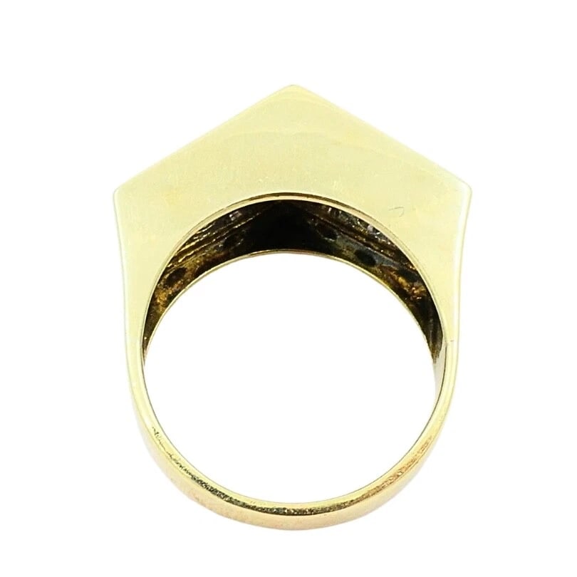 Vintage Geometric Ring 14k Gold Onyx Diamond - 10