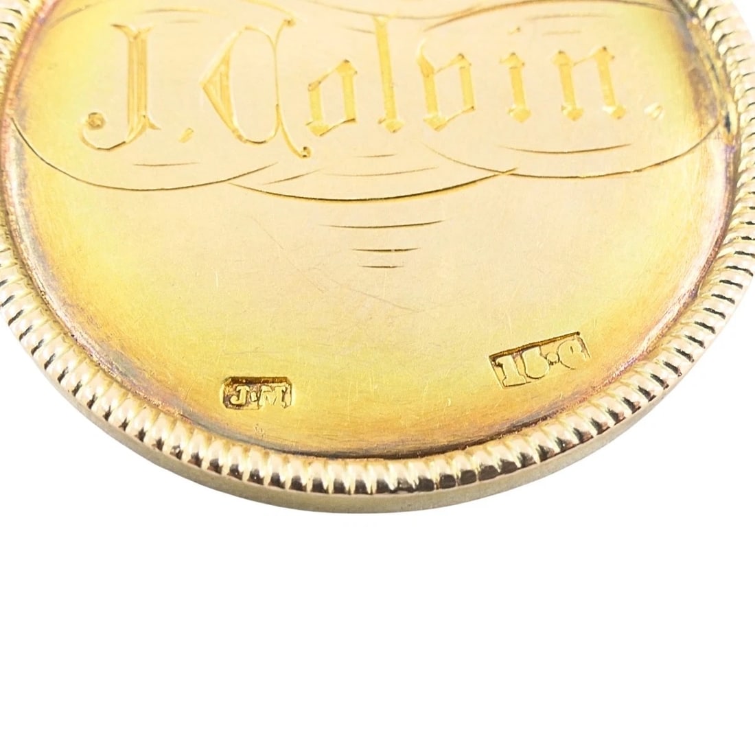 Victorian 14k Gold 1874 Engraved Coin Pendant Necklace - 11