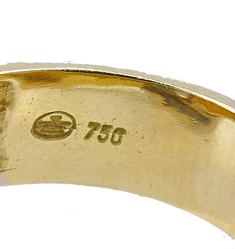 Gubelin Retro Gold RING Buckle Design 18k Emerald Estate Jewelry - 11