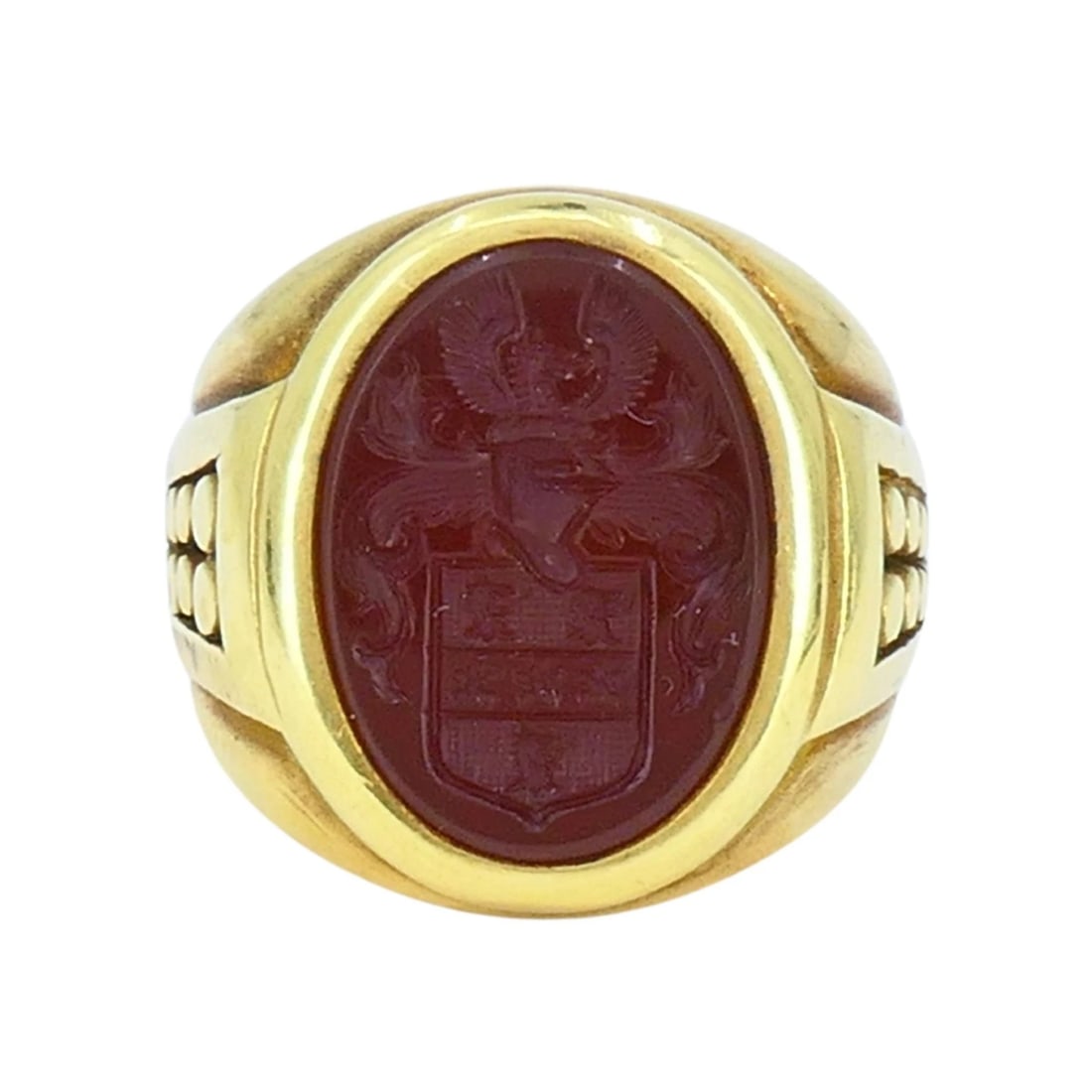 Vintage Kieselstein-Cord 18k Gold Carved Carnelian Intaglio Signet Ring (1 of 11)