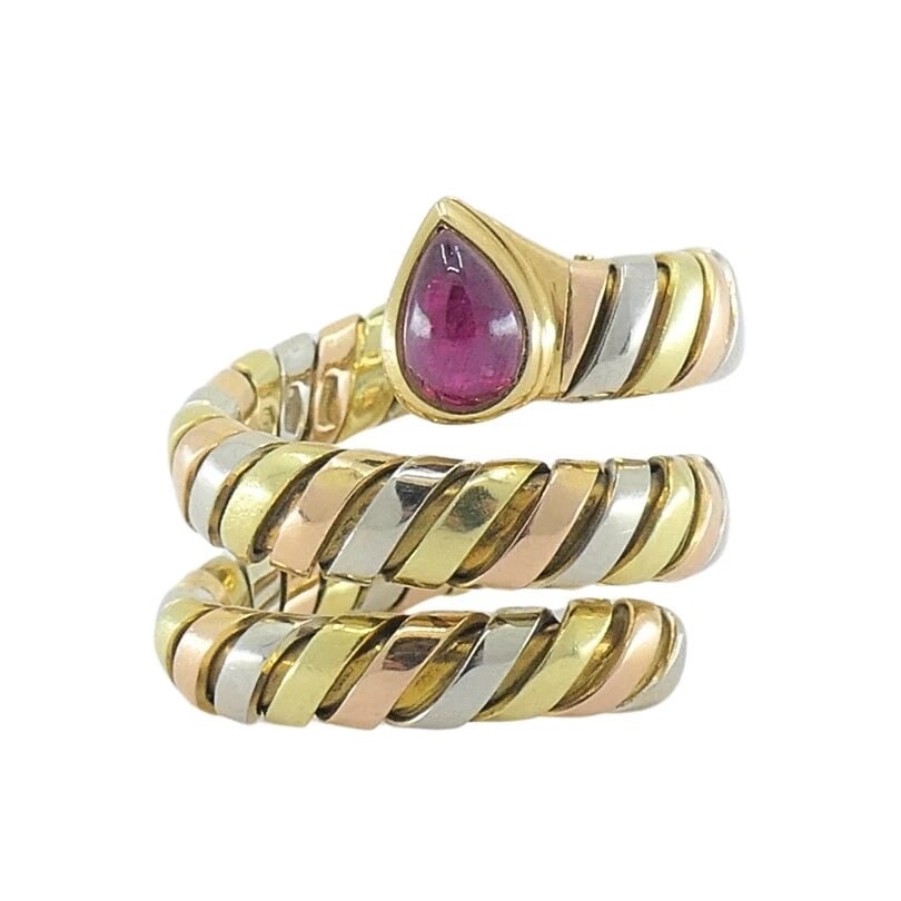 Bvlgari Bulgari Serpenti Tubogas Tricolor 18k Gold Ruby Ring (1 of 10)