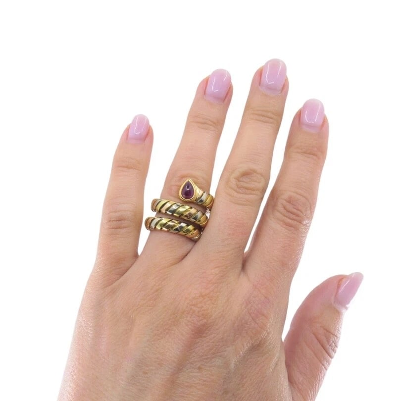 Bvlgari Bulgari Serpenti Tubogas Tricolor 18k Gold Ruby Ring - 3