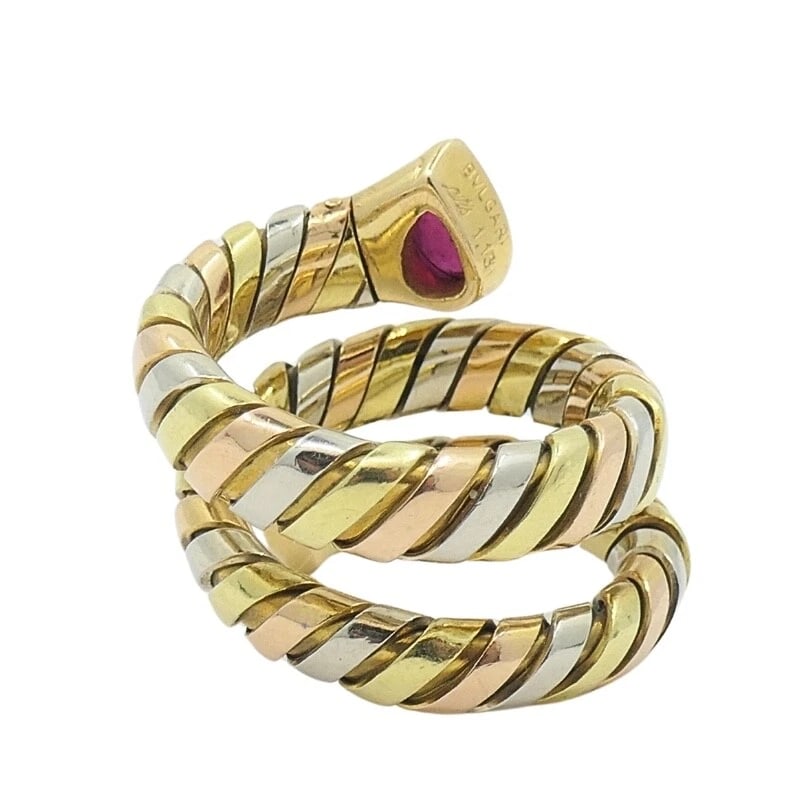 Bvlgari Bulgari Serpenti Tubogas Tricolor 18k Gold Ruby Ring - 8