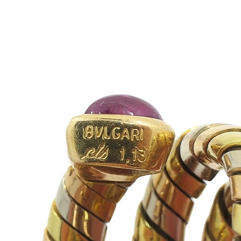 Bvlgari Bulgari Serpenti Tubogas Tricolor 18k Gold Ruby Ring - 9