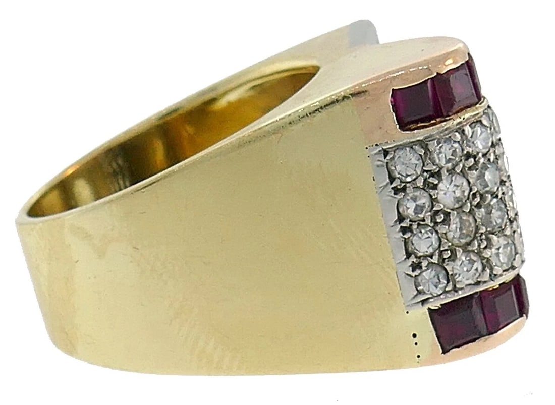 Jubilee Cut Diamond Ruby Gold Retro RING - 6
