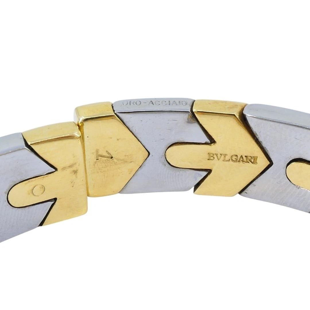 Vintage Bvlgari 18k Gold Steel Alveare Cuff Bracelet - 11