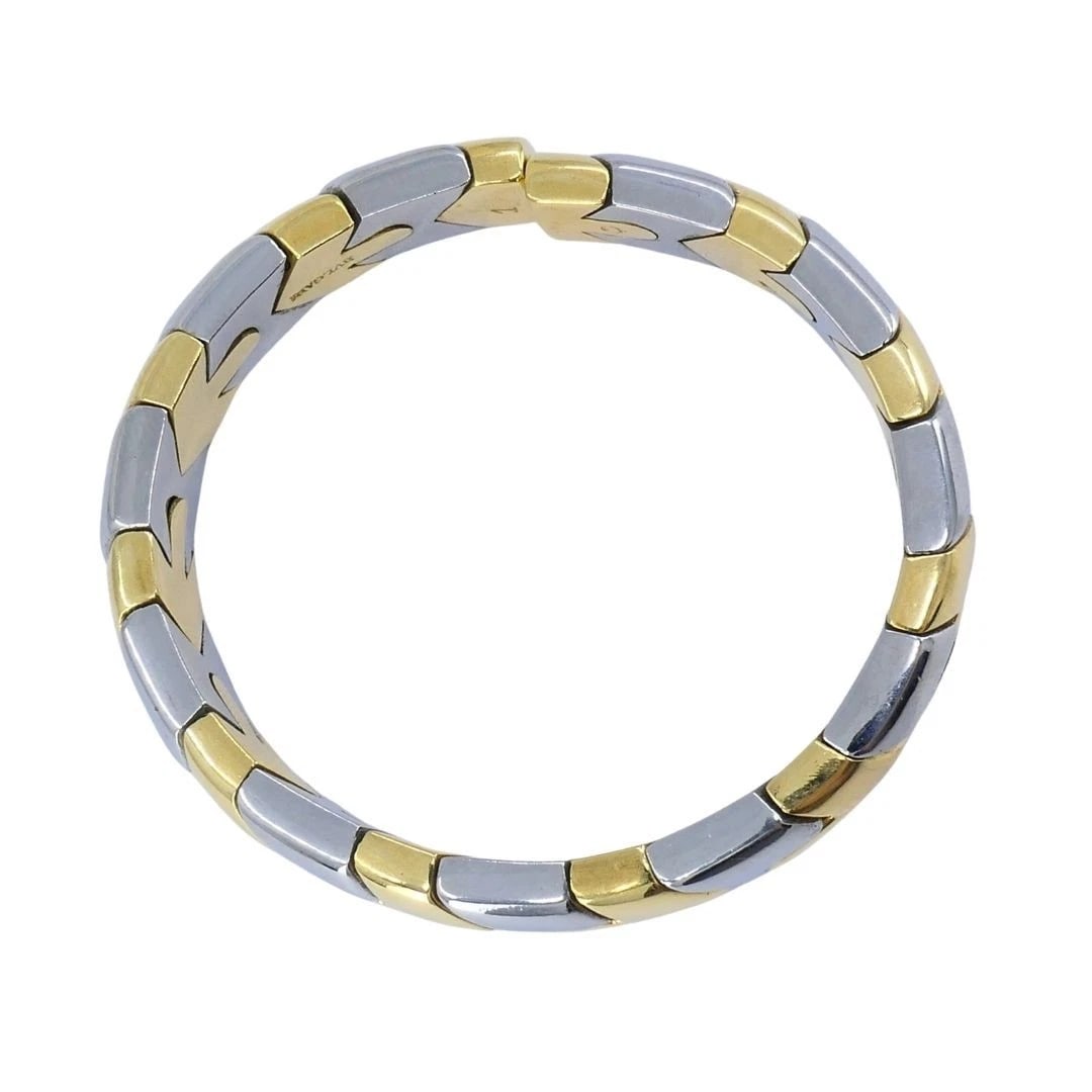 Vintage Bvlgari 18k Gold Steel Alveare Cuff Bracelet - 9