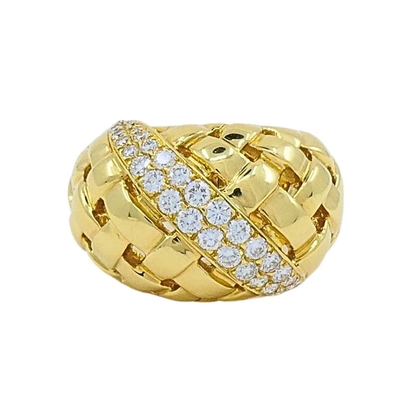 Tiffany and Co. 18K Gold Diamond Dome Vannerie Ring (1 of 9)