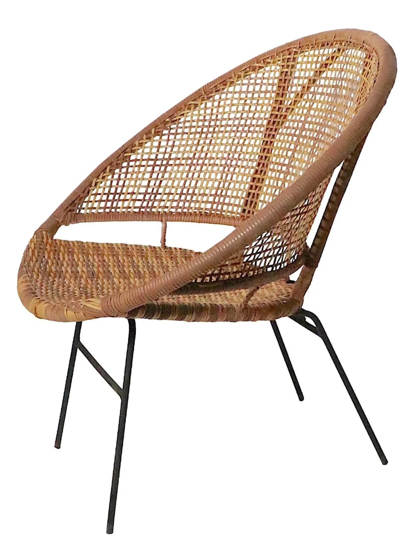 Mid Century Faux Bamboo Wrought Iron Shell Chair C 1950's - 13