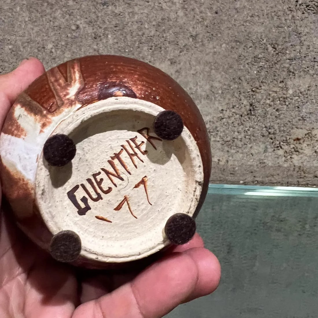 1977 Guenther Art Pottery Drip Glazed Bud Vase Signed - 7