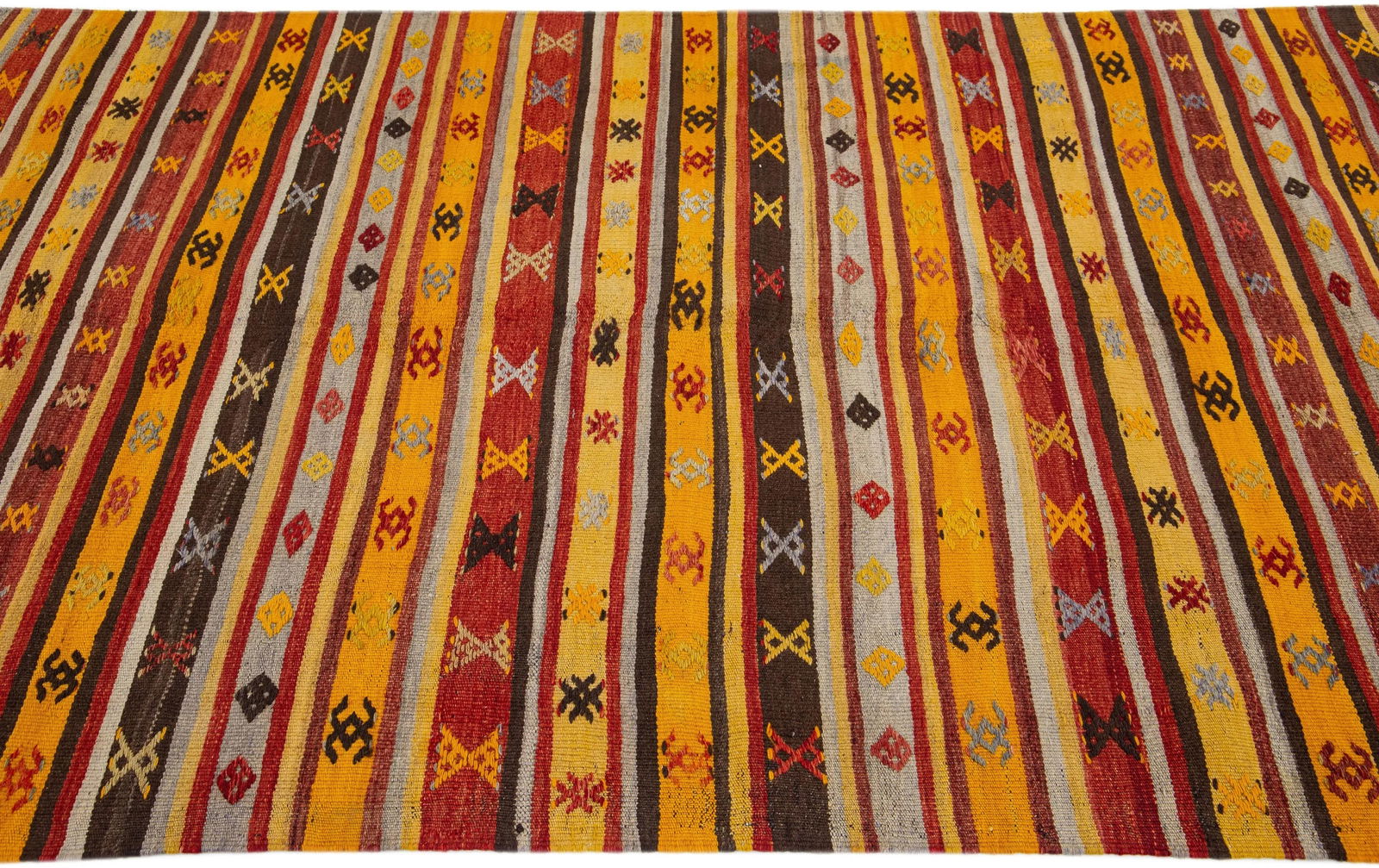 1960s Vintage Kilim Handmade Multicolor Stripe Wool Rug - 5