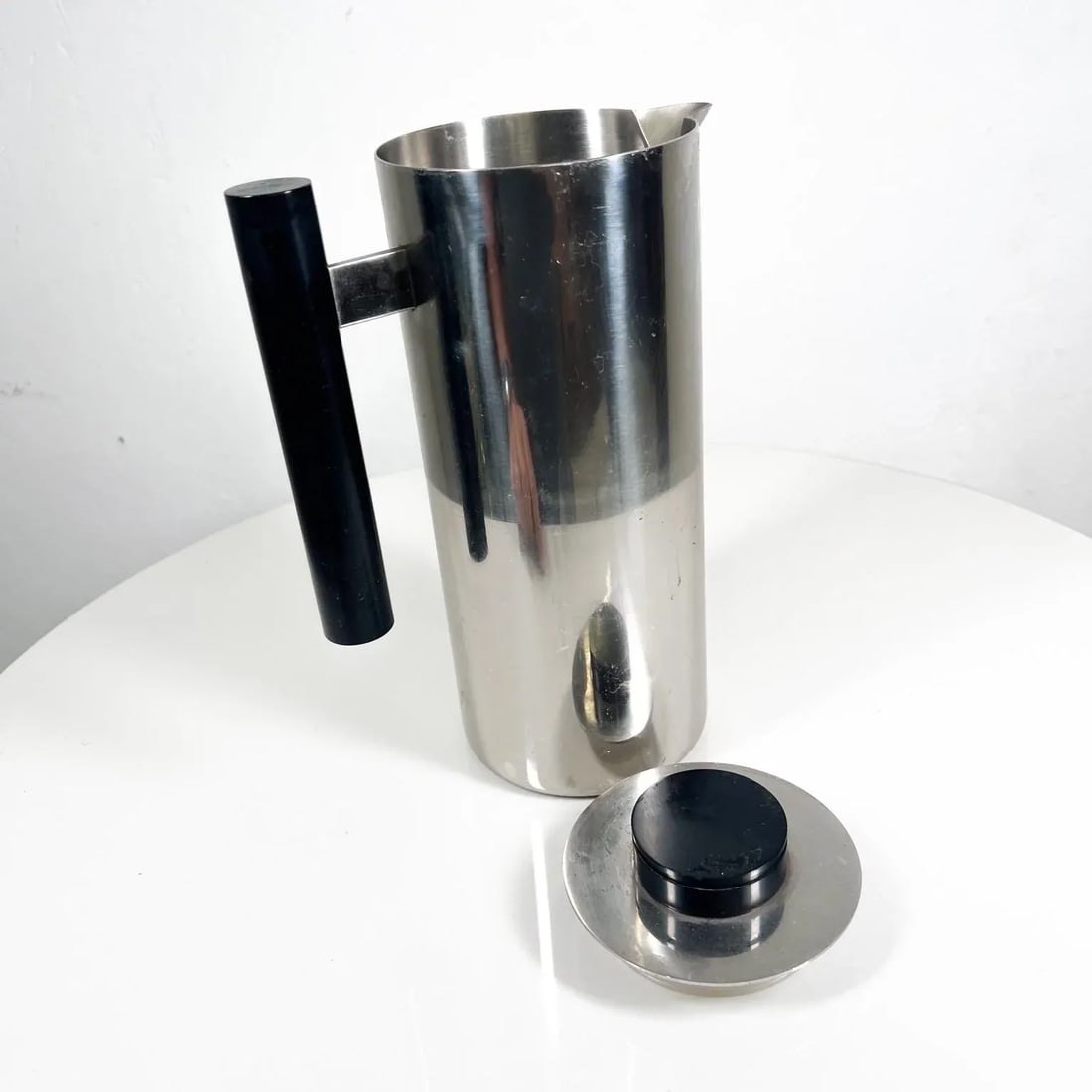 1950s Smith Metal Arts Stainless Modern Pitcher Carafe Buffalo Ny - 9