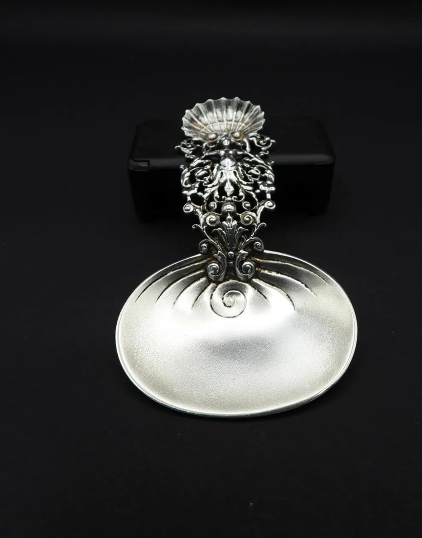 Antique Gorham Sterling Silver Nude Female Art Nouveau Wine Tasting Tester Nut Serving Spoon 1890 - 2