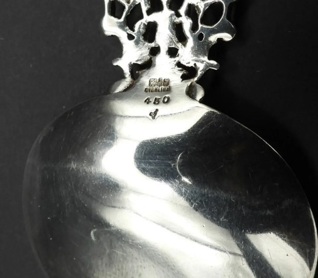 Antique Gorham Sterling Silver Nude Female Art Nouveau Wine Tasting Tester Nut Serving Spoon 1890 - 6