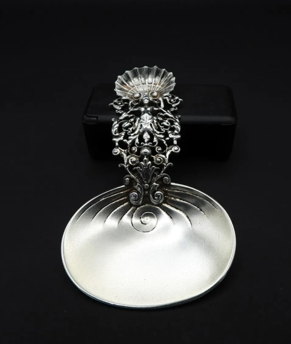 Antique Gorham Sterling Silver Nude Female Art Nouveau Wine Tasting Tester Nut Serving Spoon 1890 - 8