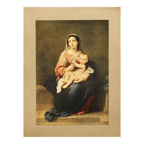 1900s After Bartolomé Esteban Murillo, "The Virgin With the Child" Antique Full-Color Print