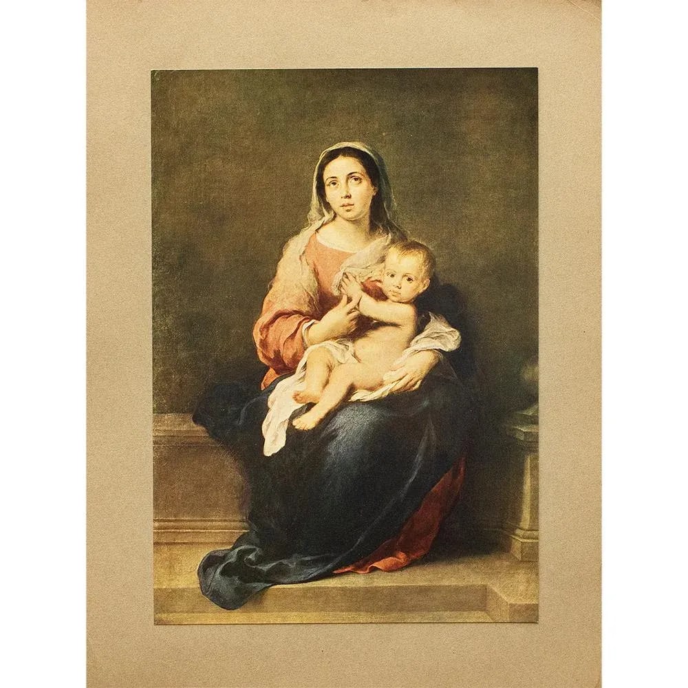 1900s After Bartolomé Esteban Murillo, "The Virgin With the Child" Antique Full-Color Print - 6