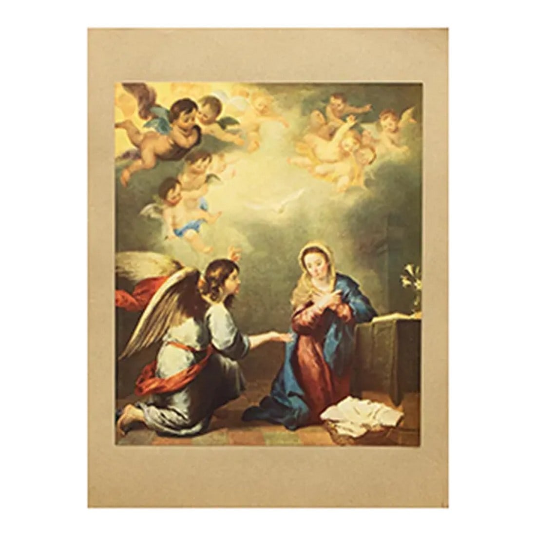 1900s After Bartolomé Esteban Murillo, "The Annunciation" Antique Full-Color Print
