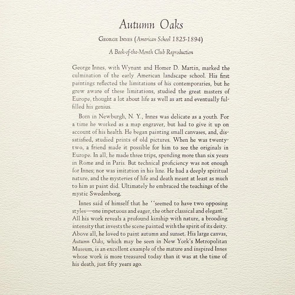 1950s After George Innes, "Autumn Oaks" Full-Color Pirnt - 7