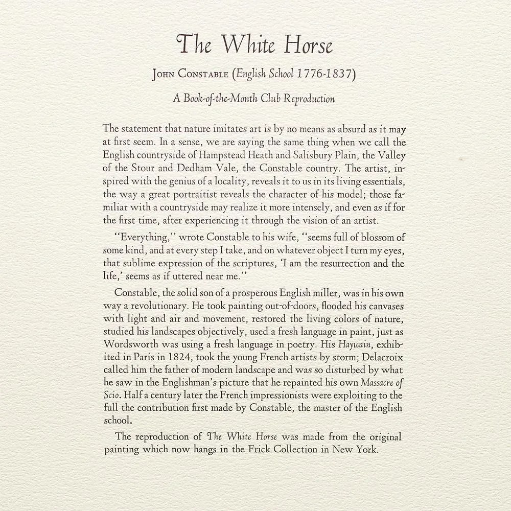 1950s After John Constable, "The White Horse" Full-Color Print - 7