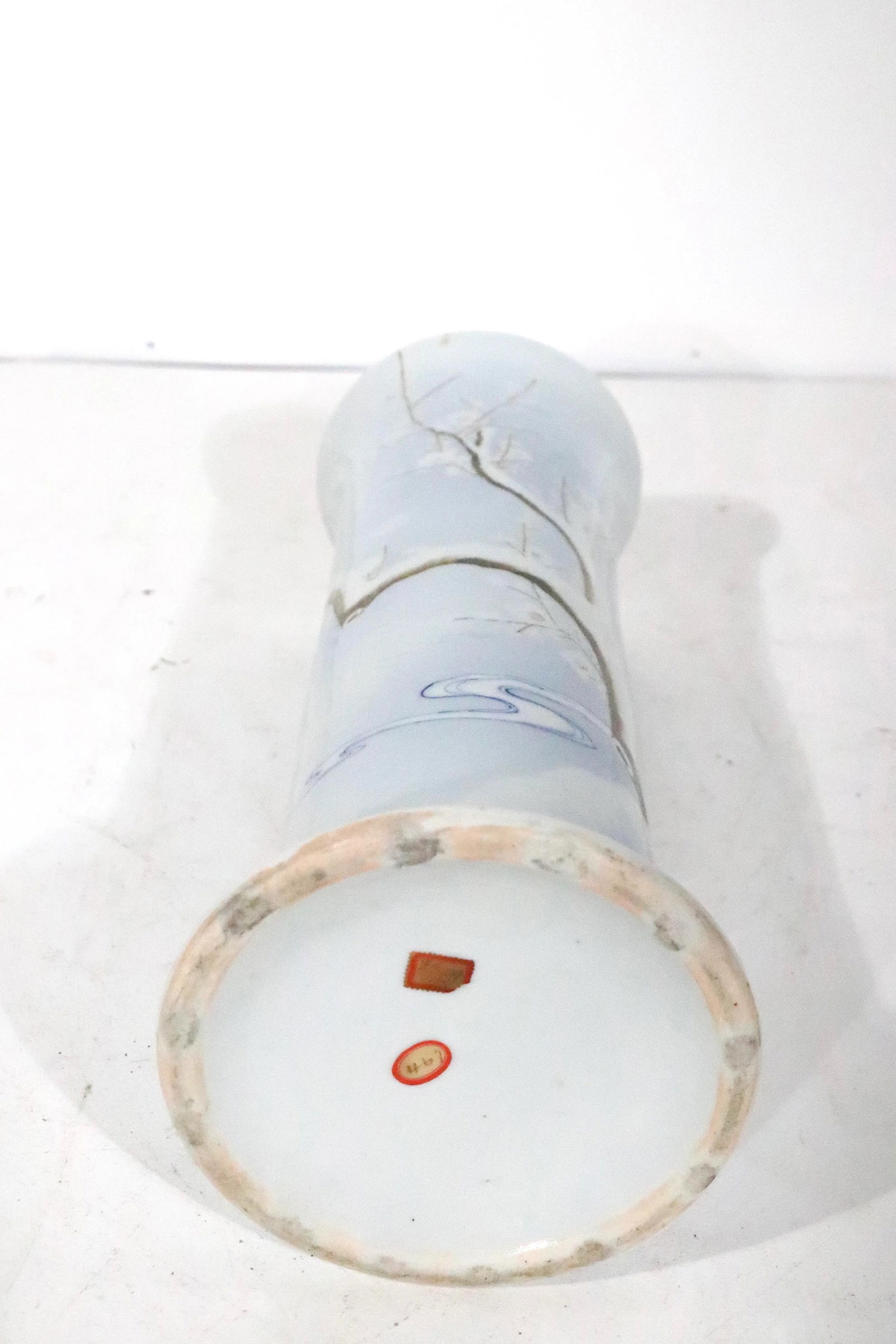 Early 20th C. Blue and White Japanese Ceramic Porcelain Floor Vase Umbrella Cane Stand - 7