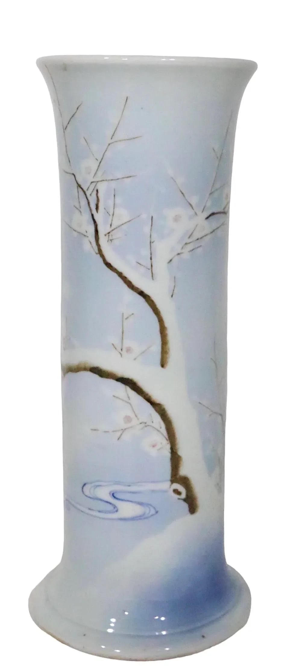 Early 20th C. Blue and White Japanese Ceramic Porcelain Floor Vase Umbrella Cane Stand - 8