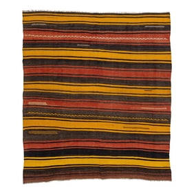 1960s Vintage Kilim Handmade Multicolor Geometric Wool Rug