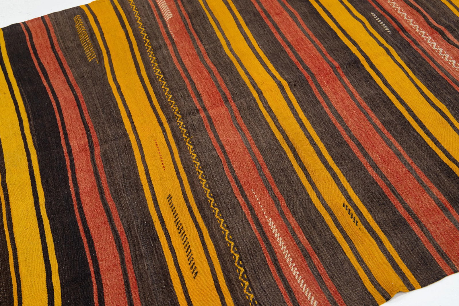 1960s Vintage Kilim Handmade Multicolor Geometric Wool Rug - 6