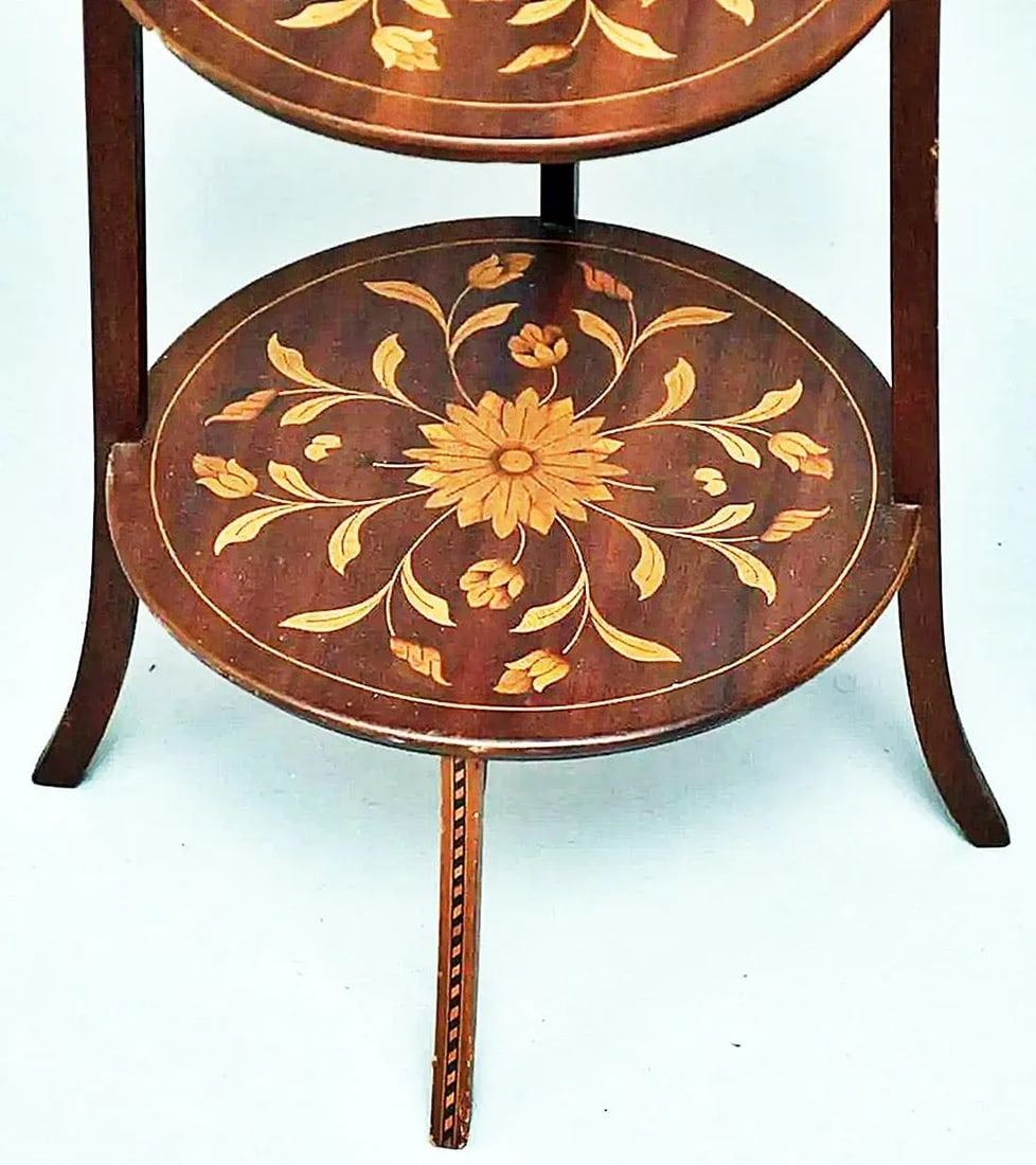 1900s Inlaid 3 Level Display Etagere' Shelf - 3