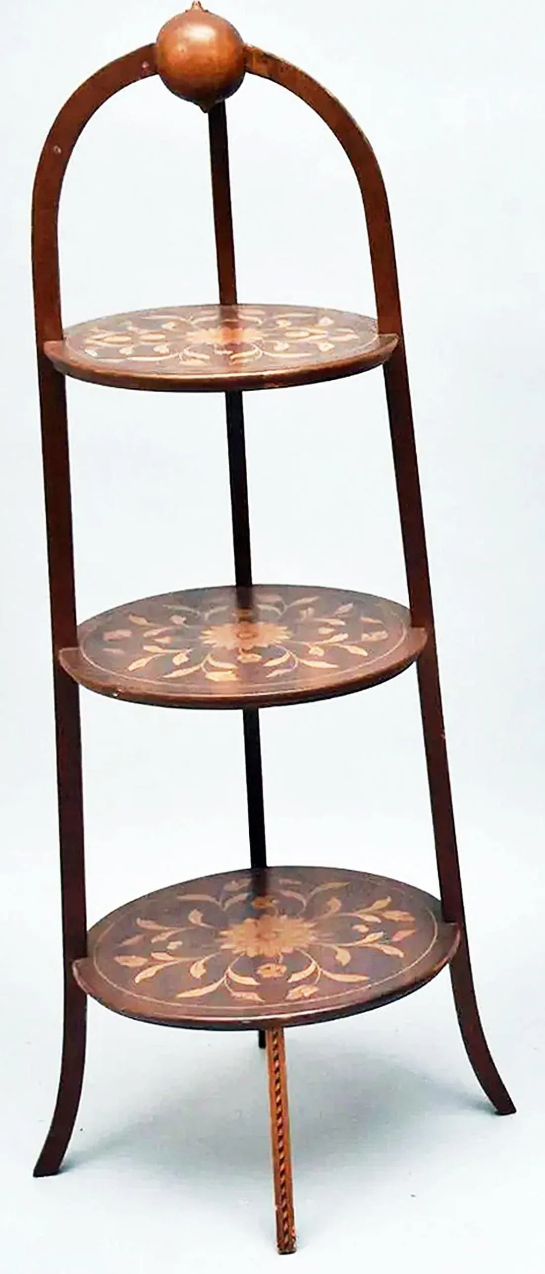 1900s Inlaid 3 Level Display Etagere' Shelf - 4