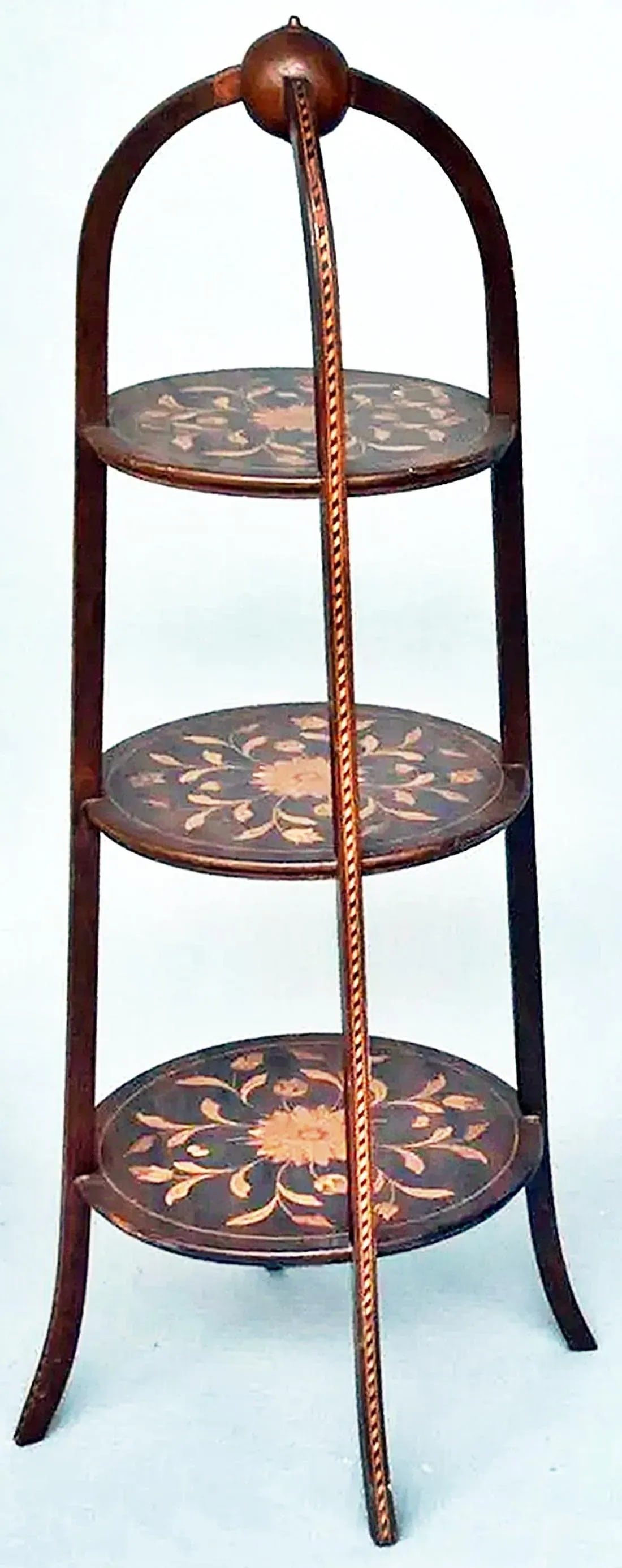 1900s Inlaid 3 Level Display Etagere' Shelf - 5