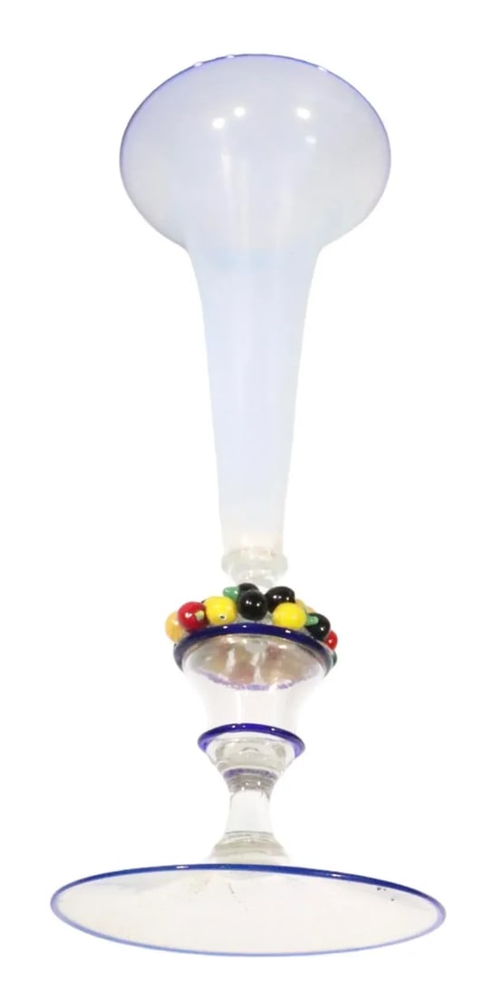 Decorative Trumpet Form Art Glass Murano Vase Poss. Venini - 4