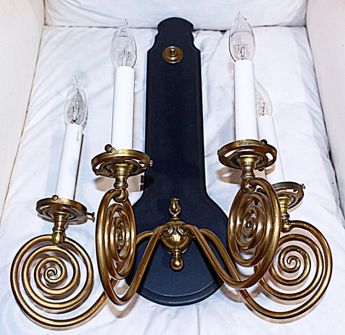 4-Arm Brass Swirl Sconce - 2