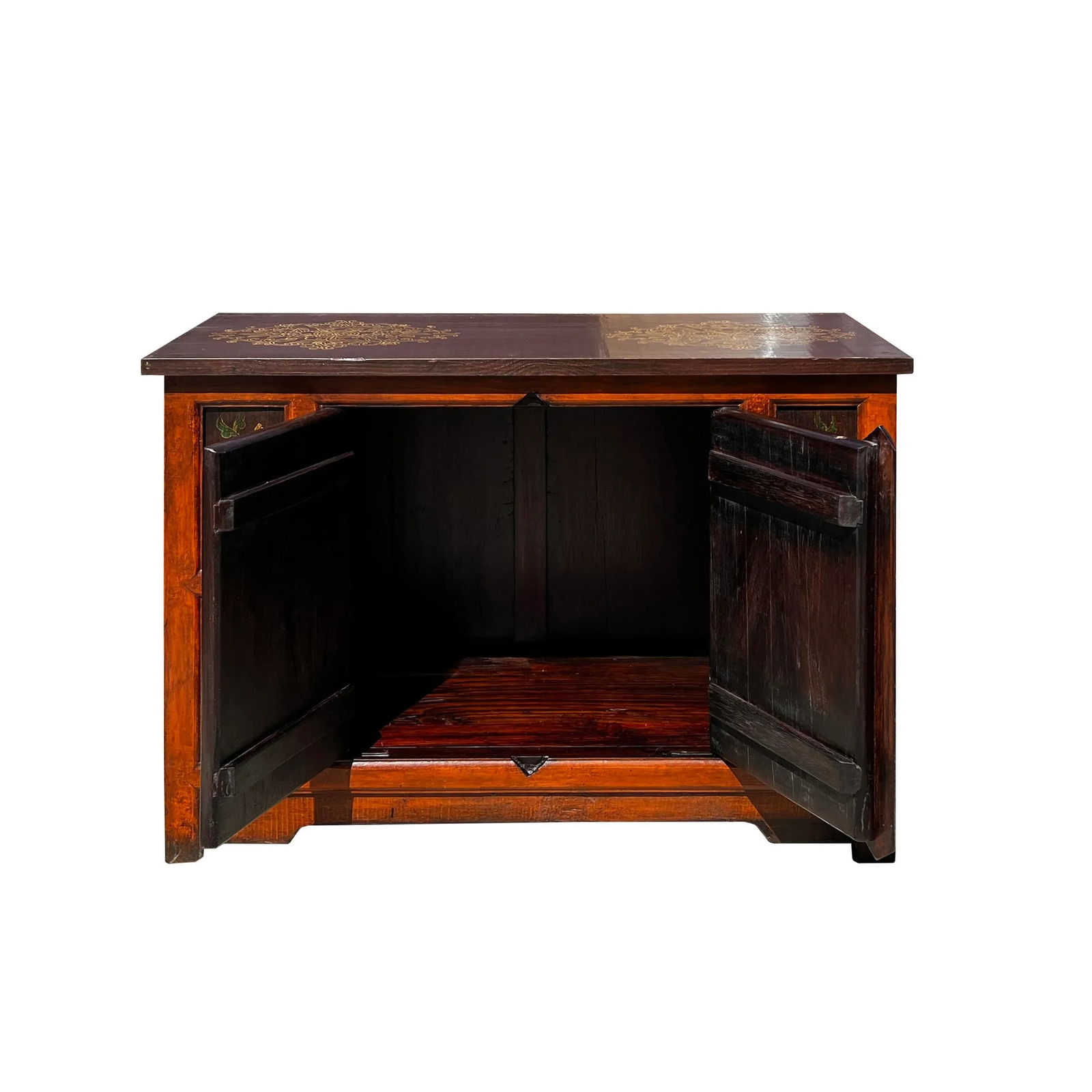 Chinese Orange Tibetan Elephant Horse Sideboard Console Table Cabinet - 2