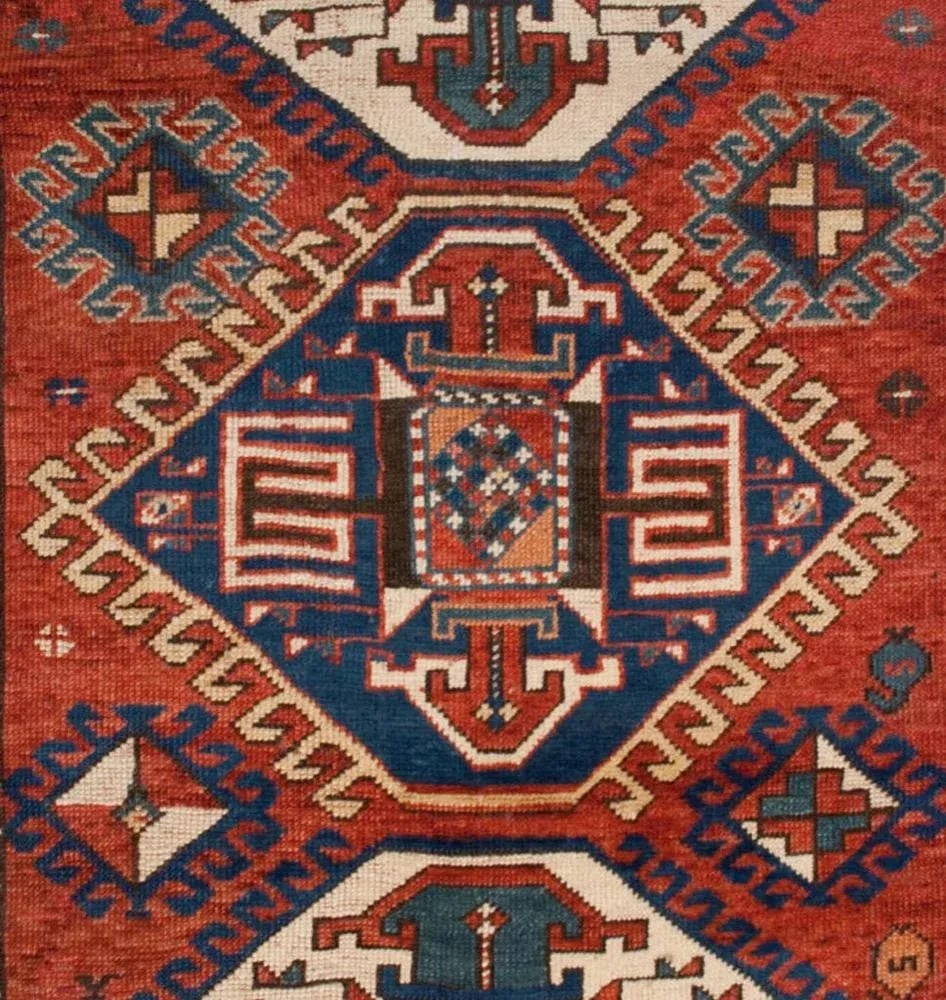 19th Century Geometric Medallion Kazak Rug - 2