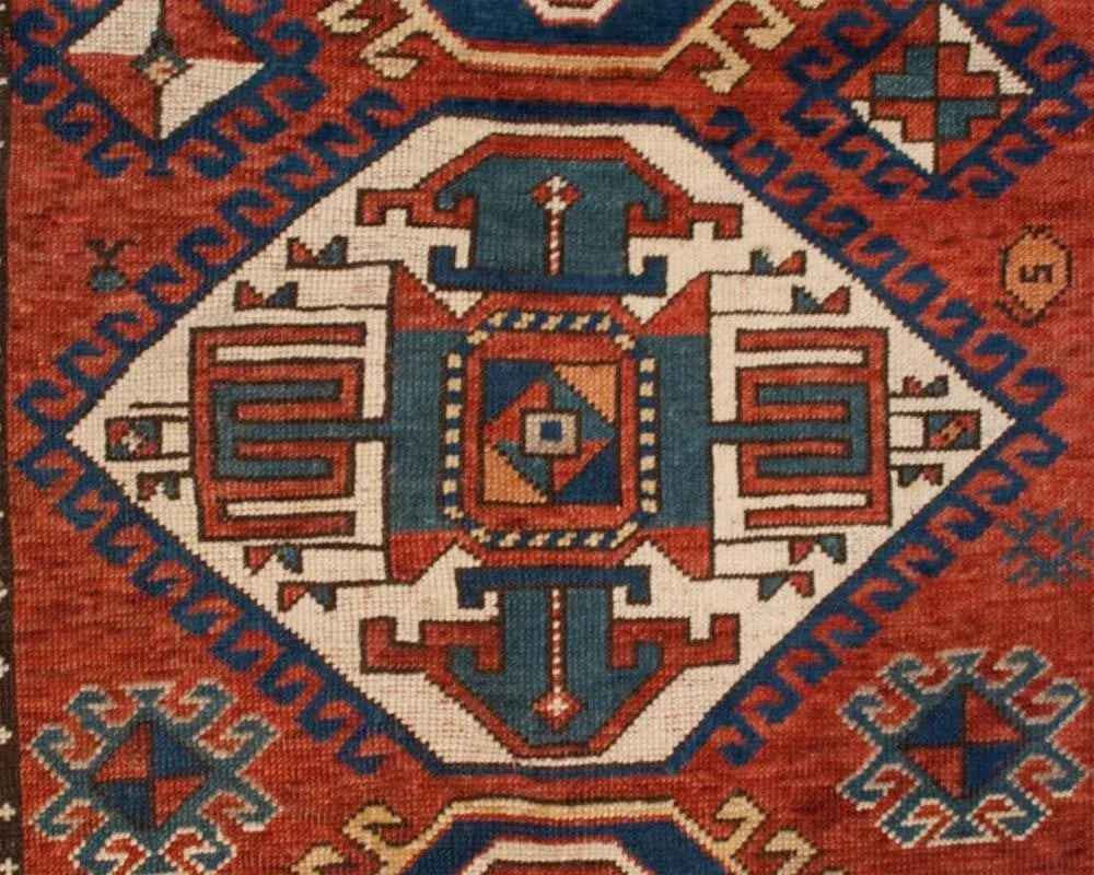 19th Century Geometric Medallion Kazak Rug - 3