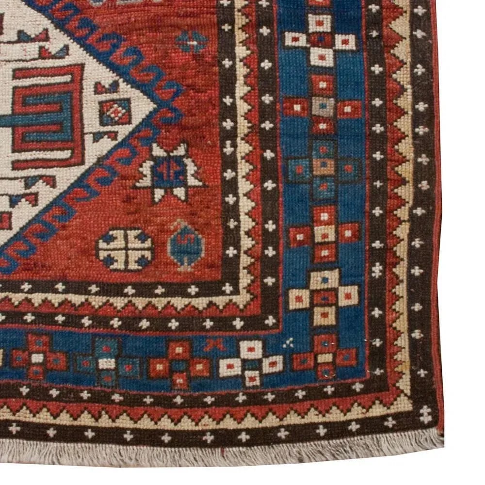 19th Century Geometric Medallion Kazak Rug - 5