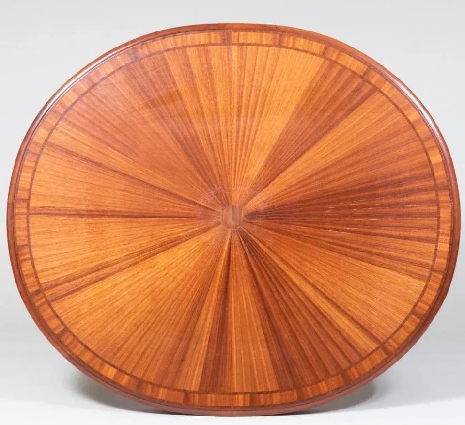 1940s French King Wood Louis XV and Maison Jansen Style Gilt Metal Mounted and Inlaid Mahogany Dinin - 7