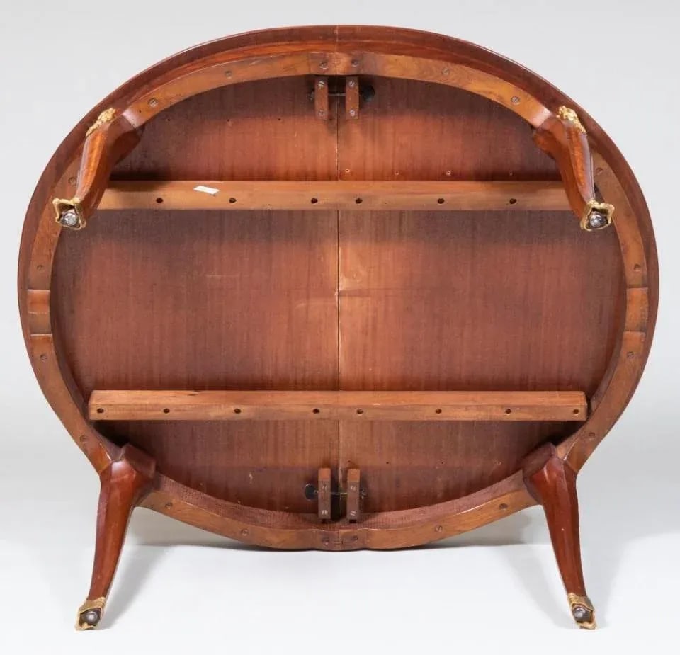 1940s French King Wood Louis XV and Maison Jansen Style Gilt Metal Mounted and Inlaid Mahogany Dinin - 8