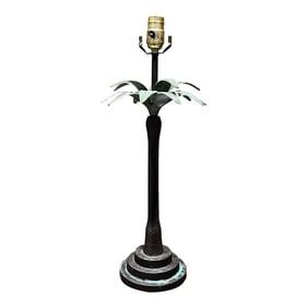 1980s Style Maitland Smith Palm Tree Table Lamp Faux Bronze
