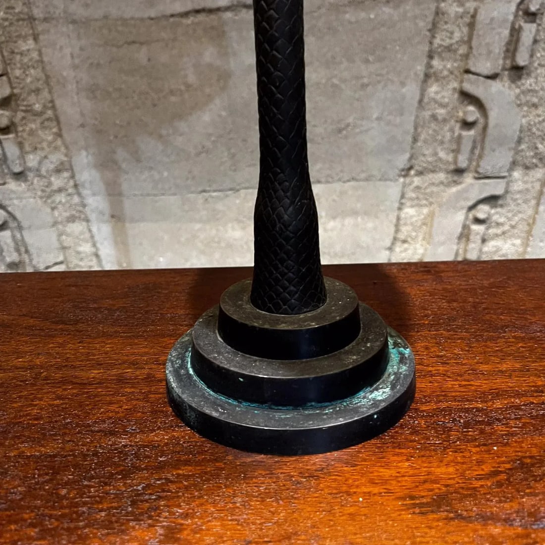 1980s Style Maitland Smith Palm Tree Table Lamp Faux Bronze - 5