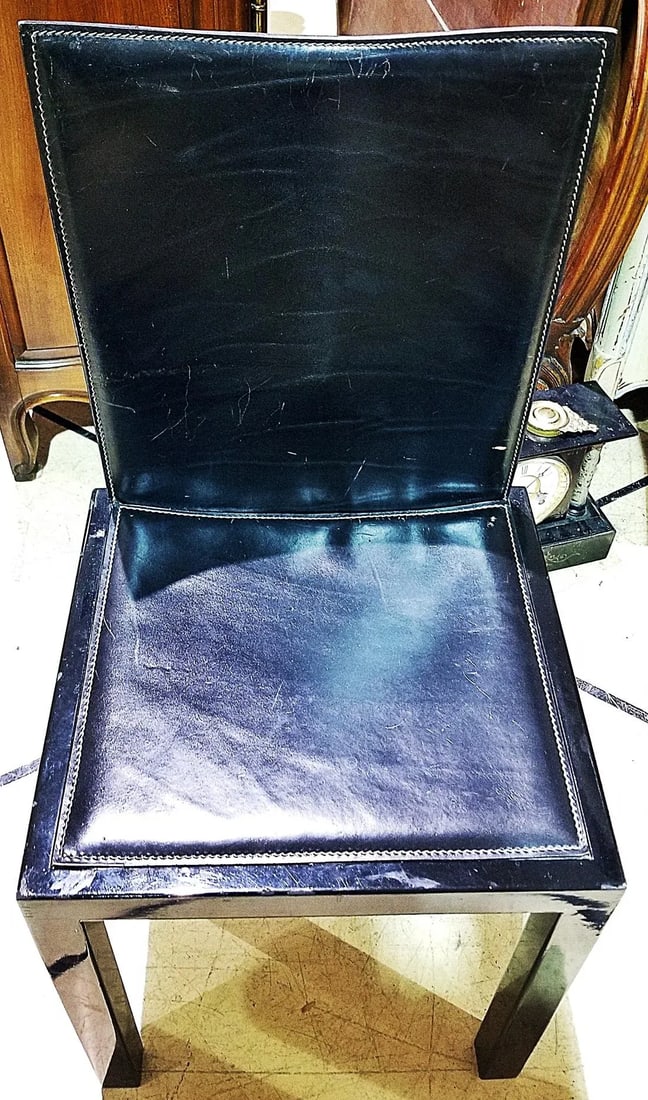 1970s Italian Modern Leather Desk Side Chair - 4