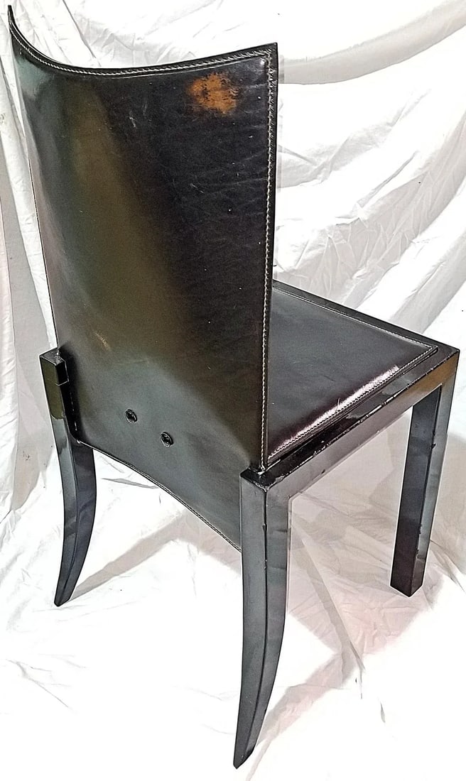 1970s Italian Modern Leather Desk Side Chair - 6